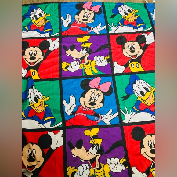 Vintage Mickey Minnie Mouse Curtains Color Block Valance Long Wide Fabric Sheet